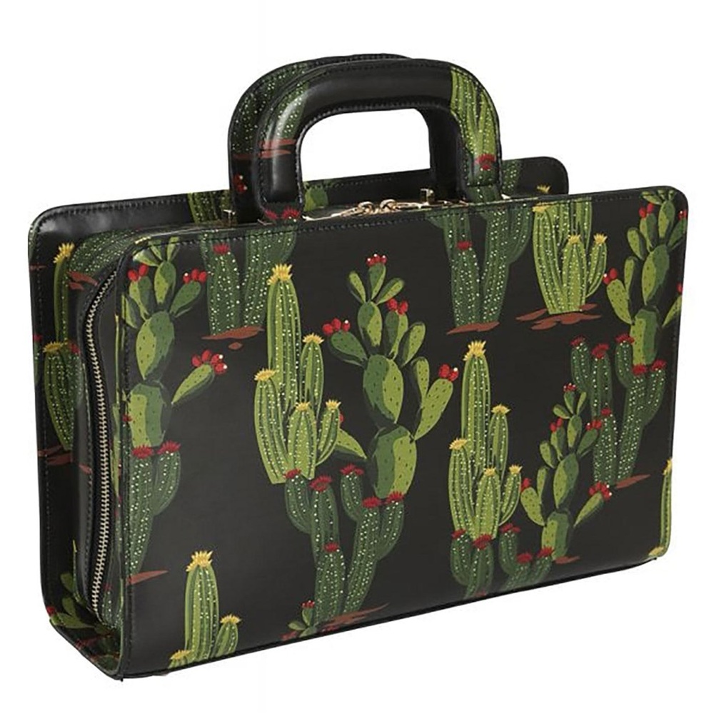 Collectif Cactus Print Black Handbag